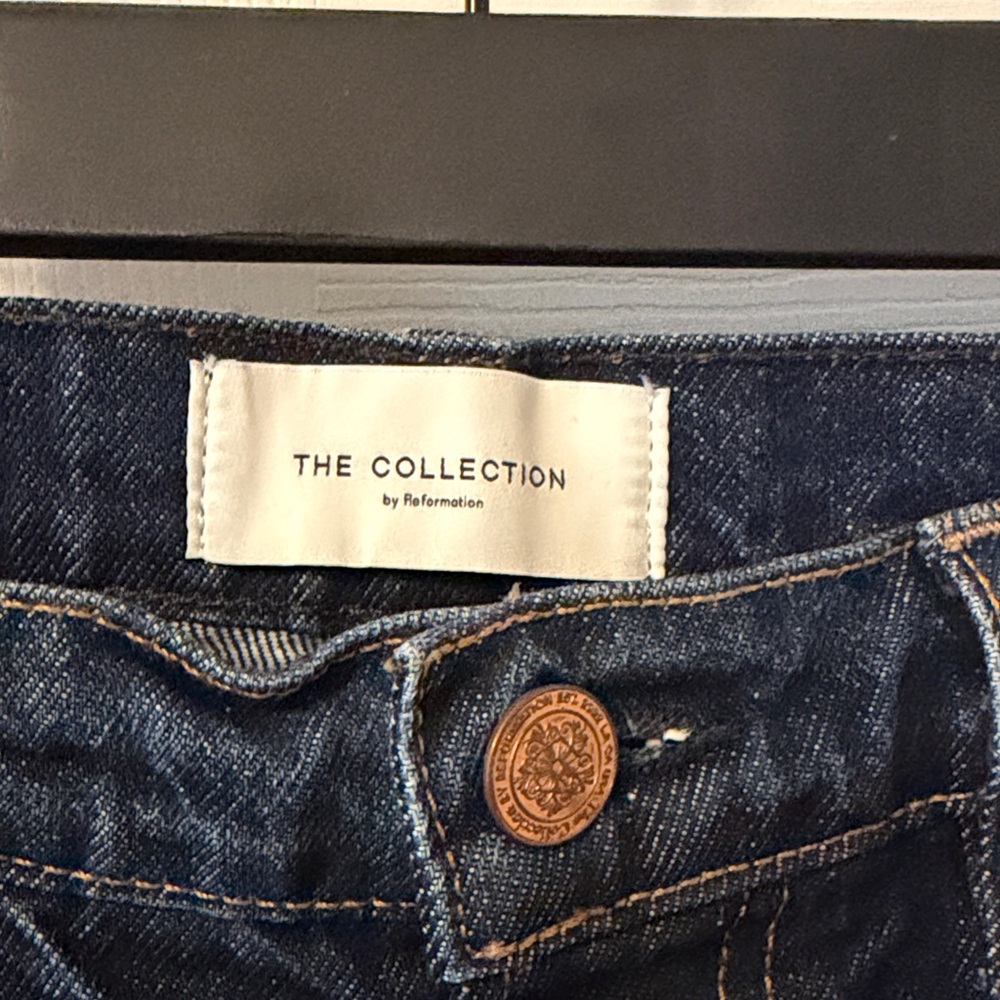 Reformation The Collection Magnolia Bow Jeans Westport Dark Wash 27 - Picture 6 of 8
